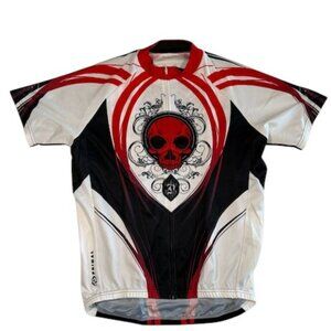 PRIMAL Short Sleeve Full Zip Cycling Jersey Shirt White Large